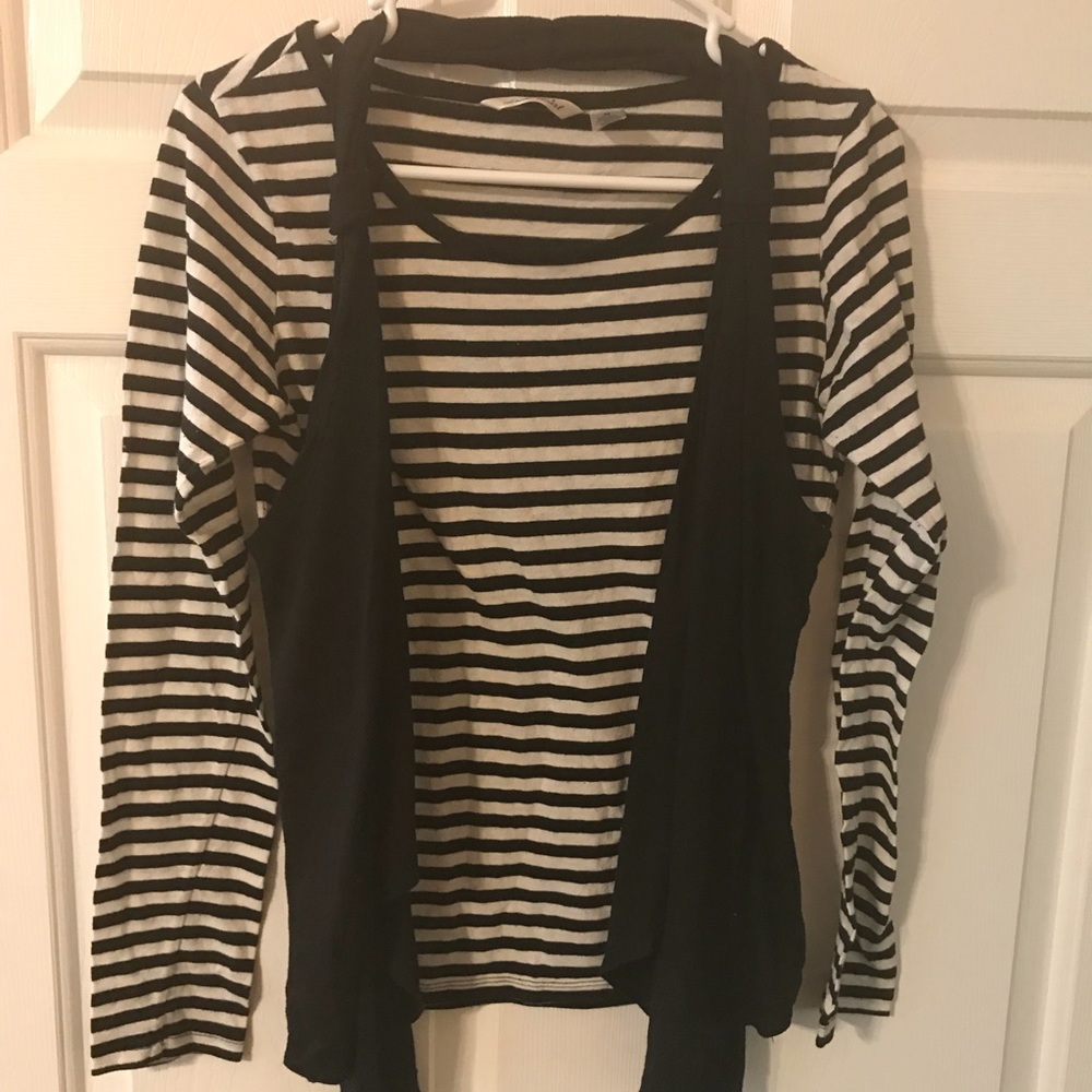 💥🎯Derek Heart striped longsleeve w built-in vest